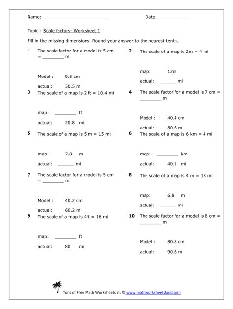 scale factor worksheet 7th grade pdf